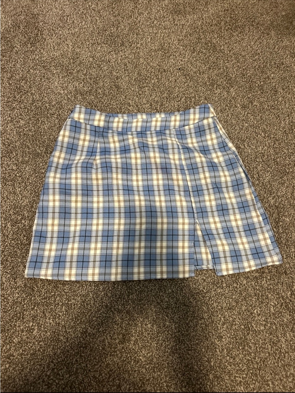 Light Blue Plaid Mini Skirt